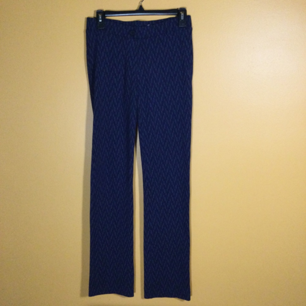 Betabrand Blue Geo Print Dress Pant Yoga Pants EUC